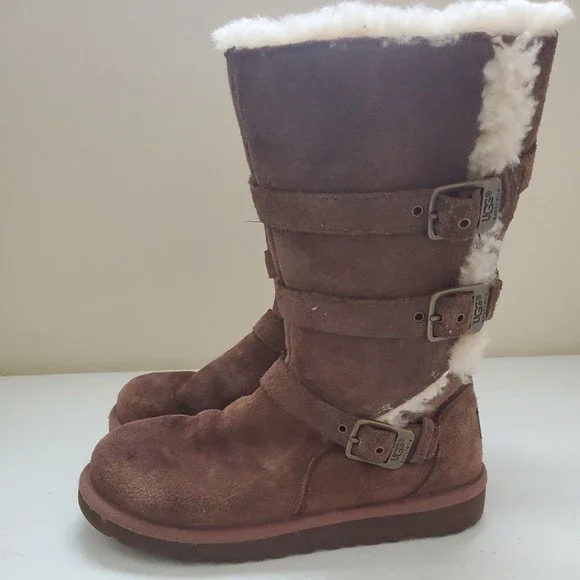 UGG Shoes Ugg Australia Maddi Brown Suede 01520 Zipper Buckle